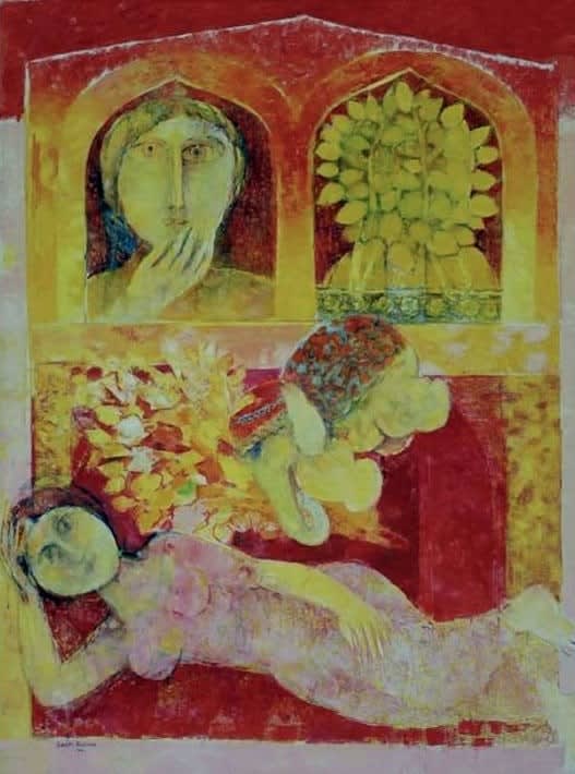 Sakti Burman Dream of Maya, 1965-66 Oil on Canvas 46" x 36" 108cm x 91cm