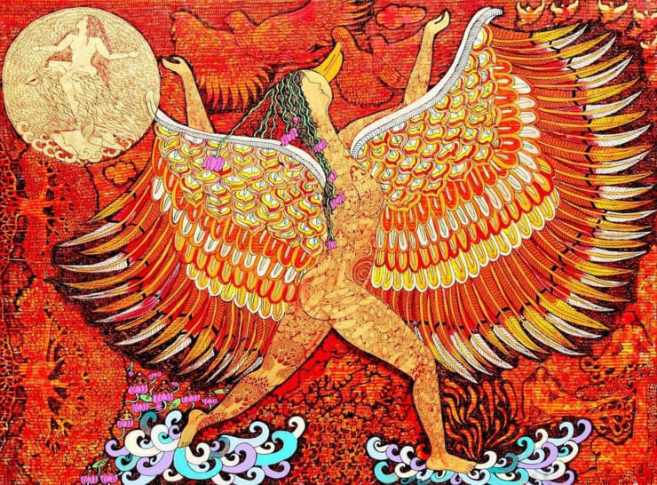 Seema Kohli Vaishnavi, 2013 Mix Medium on Canvas with 24K Gold & Silver Leaf 36" x 48"