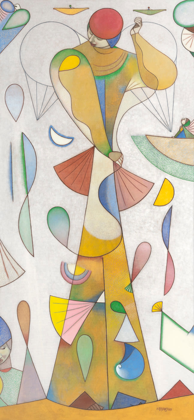 Neeraj Goswami Angel at Play, 2022 Acrylic on canvas 79" x 36" 201cm x 91.44cm