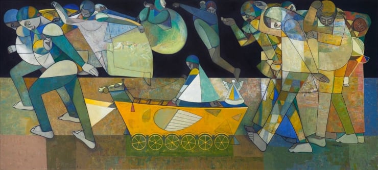 Neeraj Goswami God is my Charioteer, 2016 Acrylic on Canvas 48" x 108"