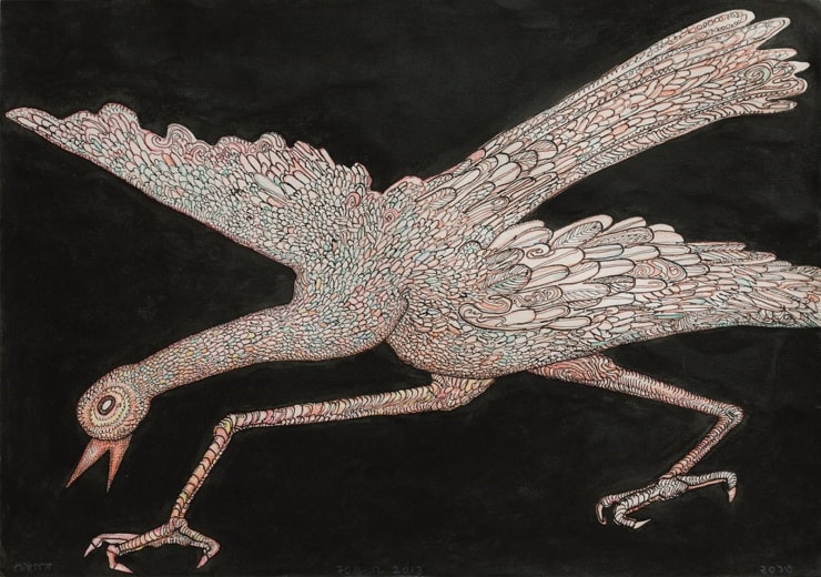 Jogen Chowdhury Bird, 2013 Ink & Coloured Pencil 13.8" x 19.7"