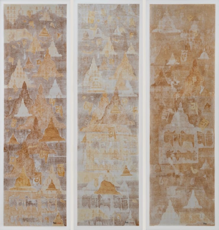 Satish Gupta Space, 2016 Mixed media on Canvas 68 x 21 in. (Each work) 172.7 x 53.3 cm