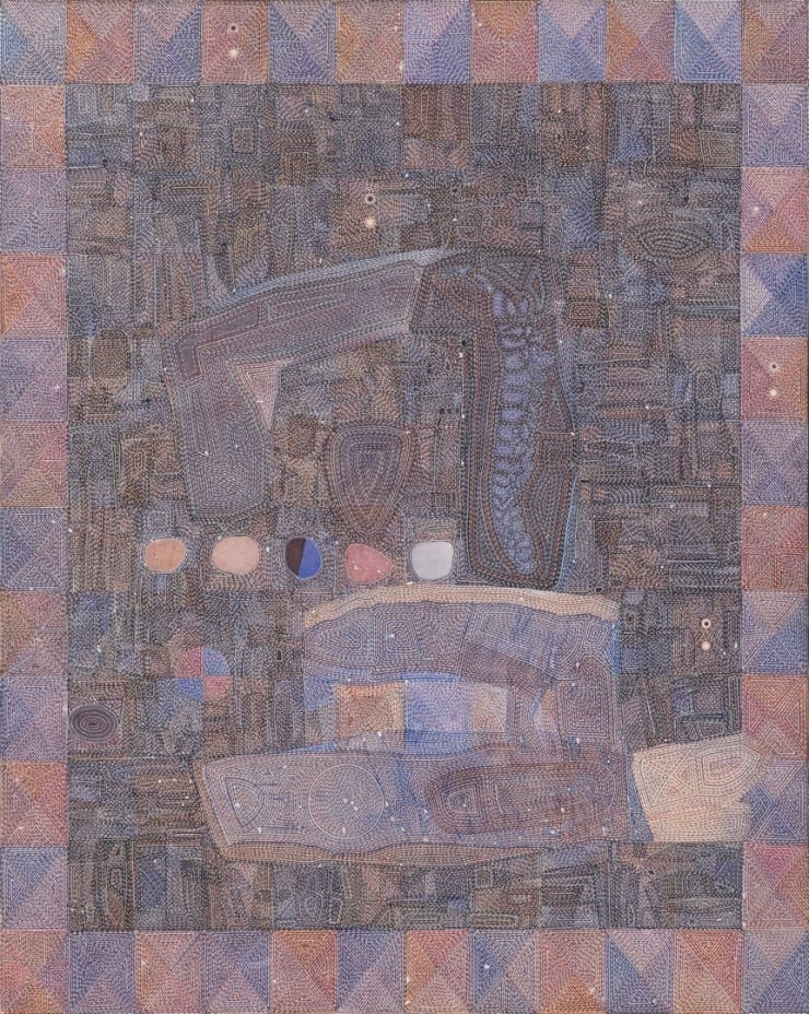 Manish Pushkale Dreaming of those Five stones, 2021 Acrylic on Canvas 60 x 48 in. 152.4 x 121.9 cm