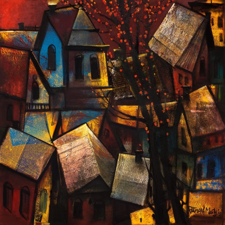 Paresh Maity Painting in Blossom, 2015 Oil on Canvas 54" x 54"