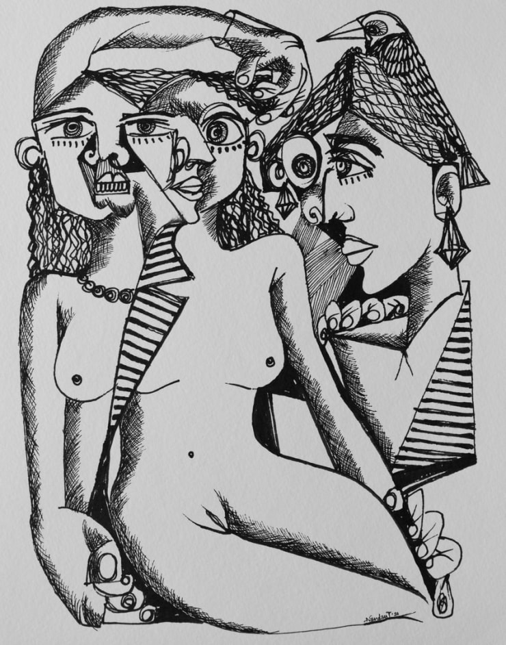 Nandan Purkayastha Untitled - XIII (Fervent Forms), 2023 Pen & Ink, Marker on Paper 12 x 9 1/2 in. 30.5 x 24.1 cm