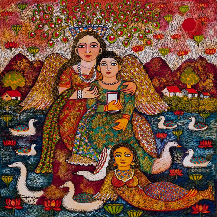 Jayasri Burman Snehomoye, 2013 Water Colour Pen & Ink on Paper 12" x 12"