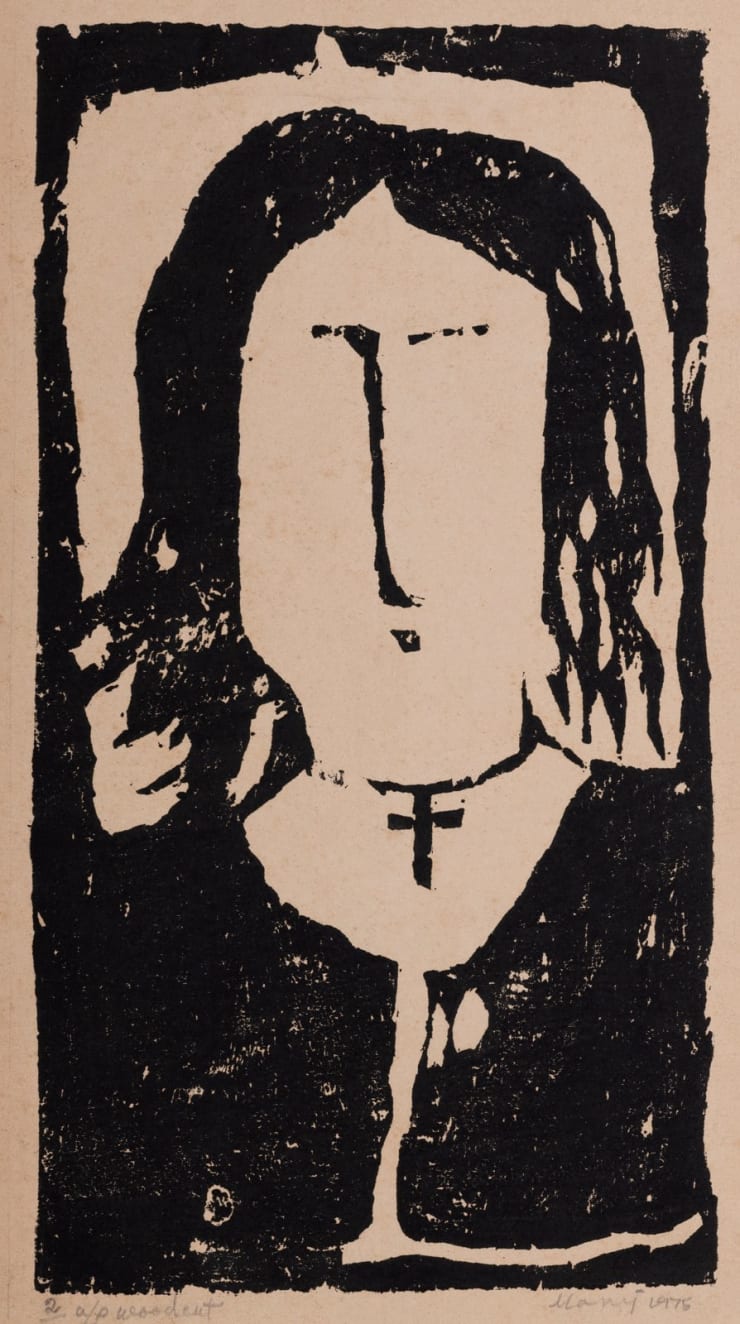 Manoj Dutta The Girl , 1975 Wood Cut 18" x 10"