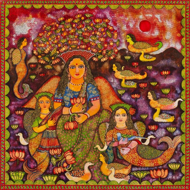 Jayasri Burman Jal Pari, 2013 Water Colour Pen & Ink on Paper 36" x 36"
