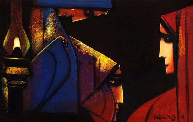Paresh Maity The Eternal Triangle, 2015 Oil on Canvas 30" x 48"