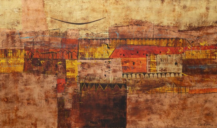 Vinita Karim Where Dreams Live, 2024 Acrylic, oil, gold and copper on linen 55 x 94 in. 139.7 x 238.8 cm
