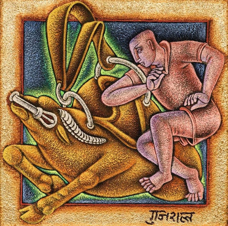 Satish Gujral Untitled, 2012 Acrylic and gold leaf on Canvas 12" x 12"