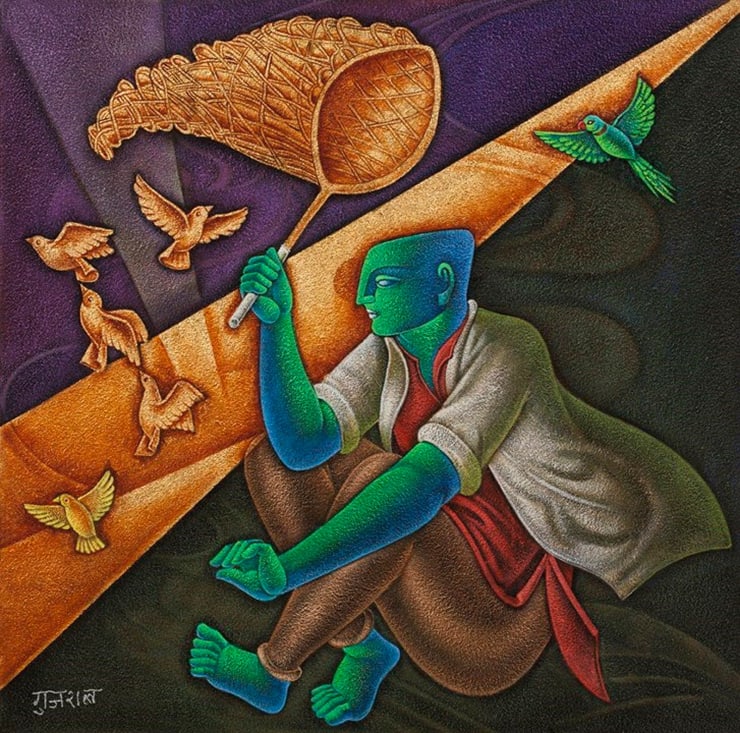 Satish Gujral Untitled, 2013 Acrylic & Gold Leaf on Canvas 24" x 24"