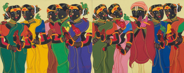 Thota Vaikuntam Untitled (Diptych), 2022 Acrylic on Canvas 48 x 120 in. 121.9 x 304.8 cm