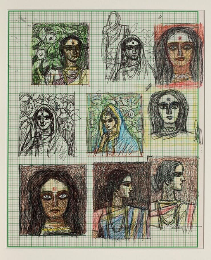 Ganesh Pyne Untitled Ink & Paint on Paper 10 1/8 x 8 1/4 in. 25.7 x 21.1 cm