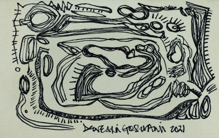 Deveshi Goswami Untitled, 2021 Pen on Paper 3.8" x 6"
