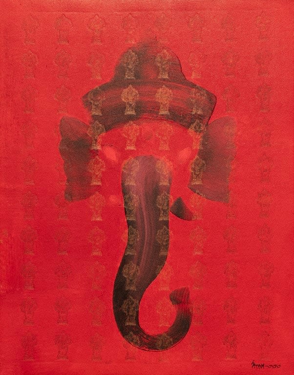 Satish Gupta Ganesh Matrix, 2024 Mixed media on canvas 17 x 13 in. 43.2 x 33 cm