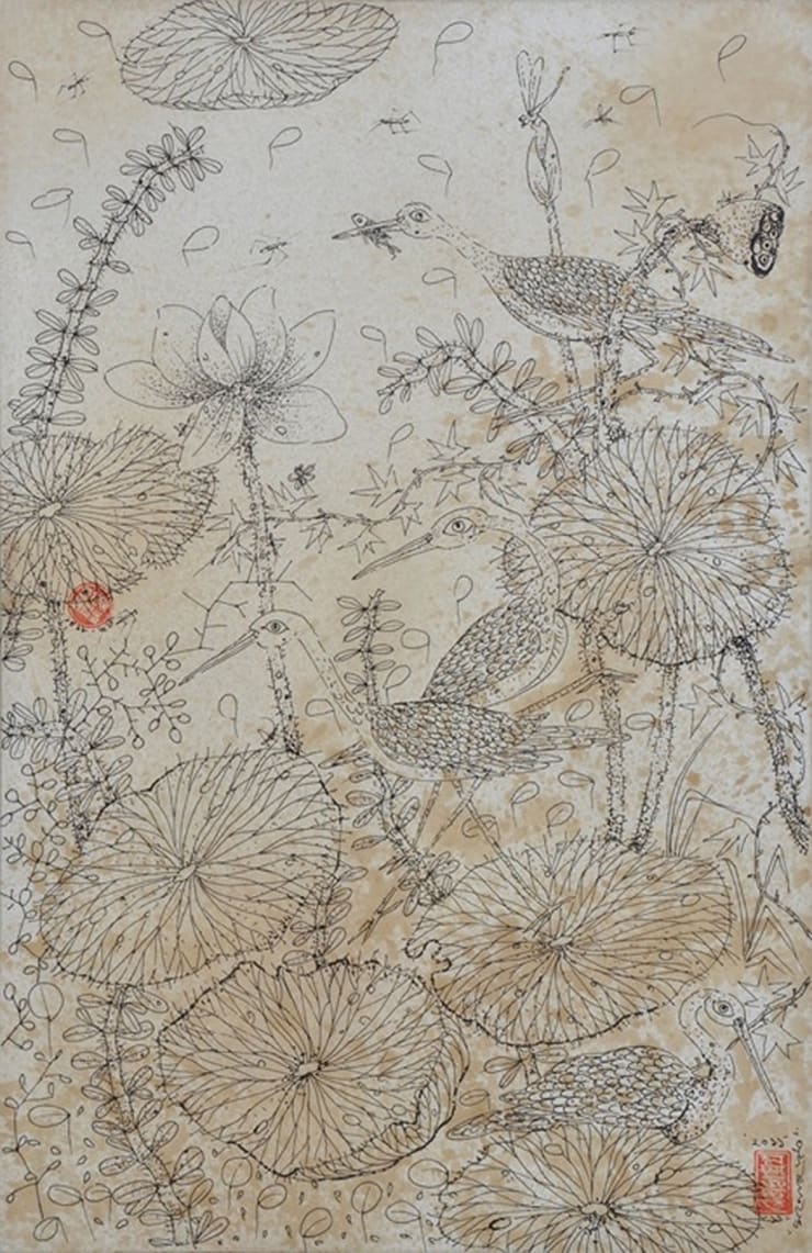 Manoj Dutta Drawing-2, 2013 Ink and Wash on Board 30" x 20"