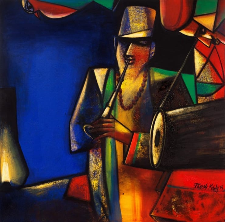 Paresh Maity The Musician, 2014 Oil on Canvas 60" x 60"