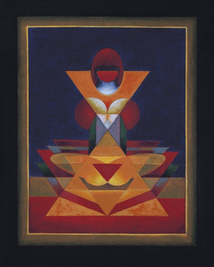 GR Santosh Shath Chakra, 1989 Acrylic on Board 16" x 20"