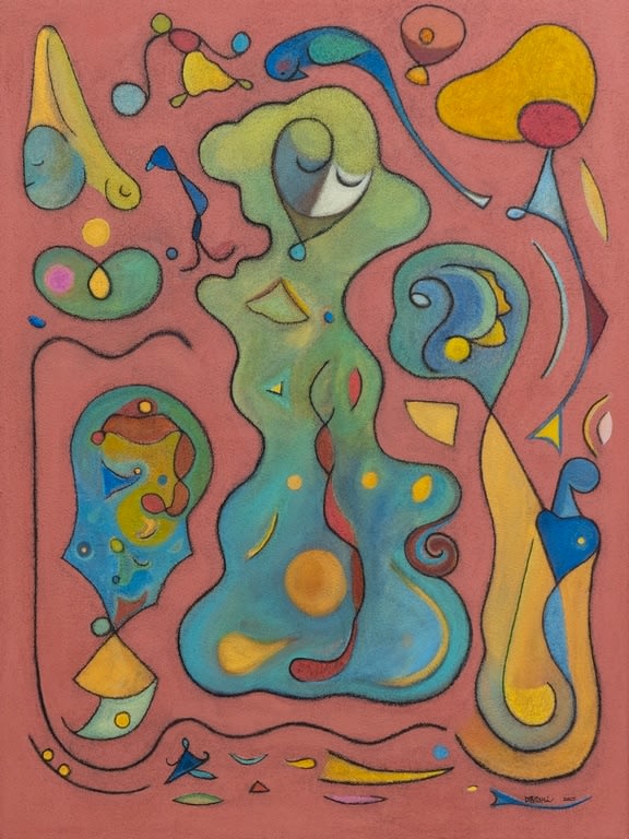 Deveshi Goswami In the Woods, 2025 Mixed Media on Canvas 48" x 36" in.