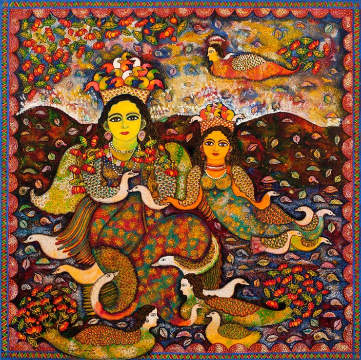 Jayasri Burman Sankha Lata, 2014 Watercolour Pen and Ink on Paper 36" x 36"