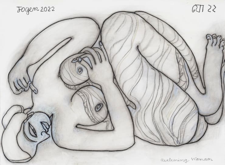 Jogen Chowdhury Reclining Woman, 2022 Dry pastel black on paper 22" x 30" 55cm x 75cm