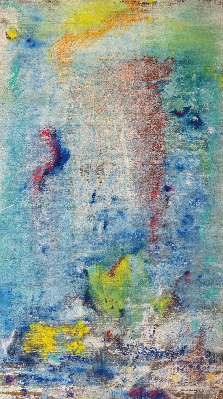 Deveshi Goswami From the deep, 2017 Mixed Media on Jute 34" x 20"