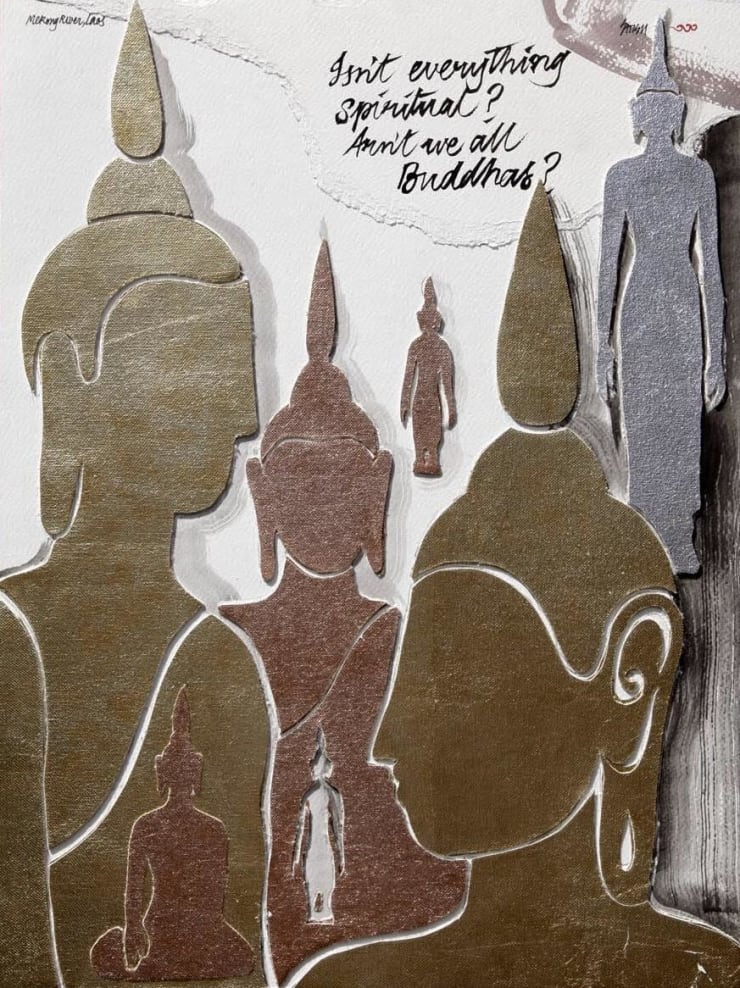 Satish Gupta Zen Space , 2014 Collage on paper with ink, water colour, gold, copper and silver leafing 19 x 14 in. 48.3 x 35.6 cm