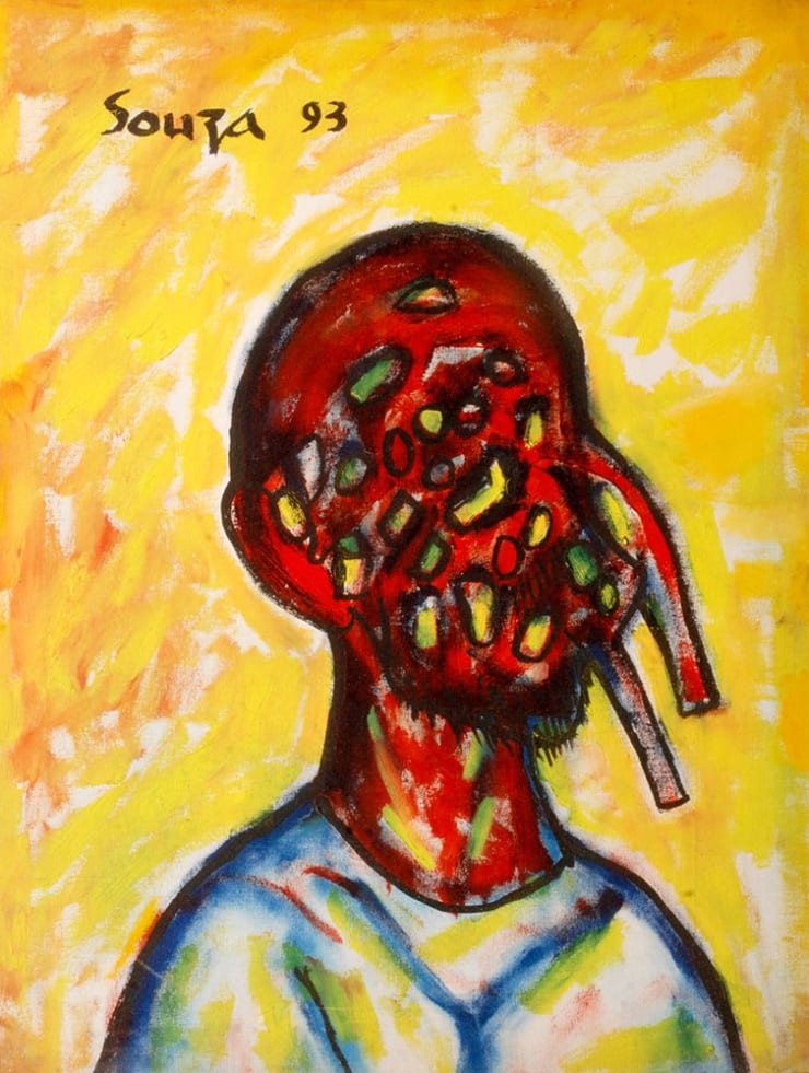 FN Souza Cosmic Head, 1993 Oil on Canvas 30" x 24"
