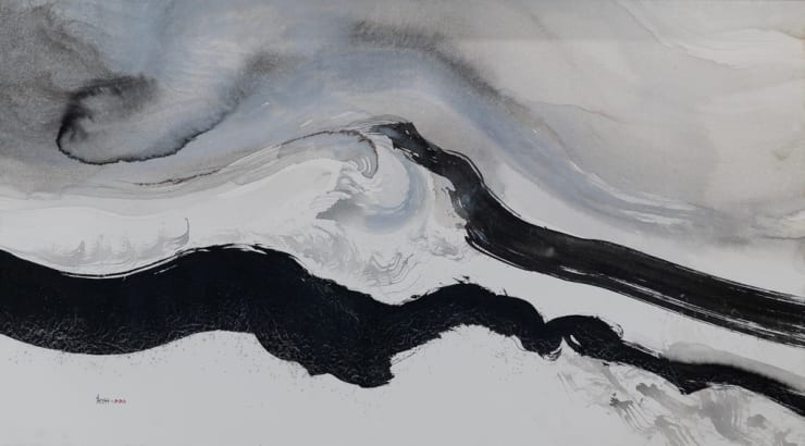 Satish Gupta Tranquility, 2024 Mixed media on Canvas with beadwork 48 x 72 in. 121.9 x 182.9 cm