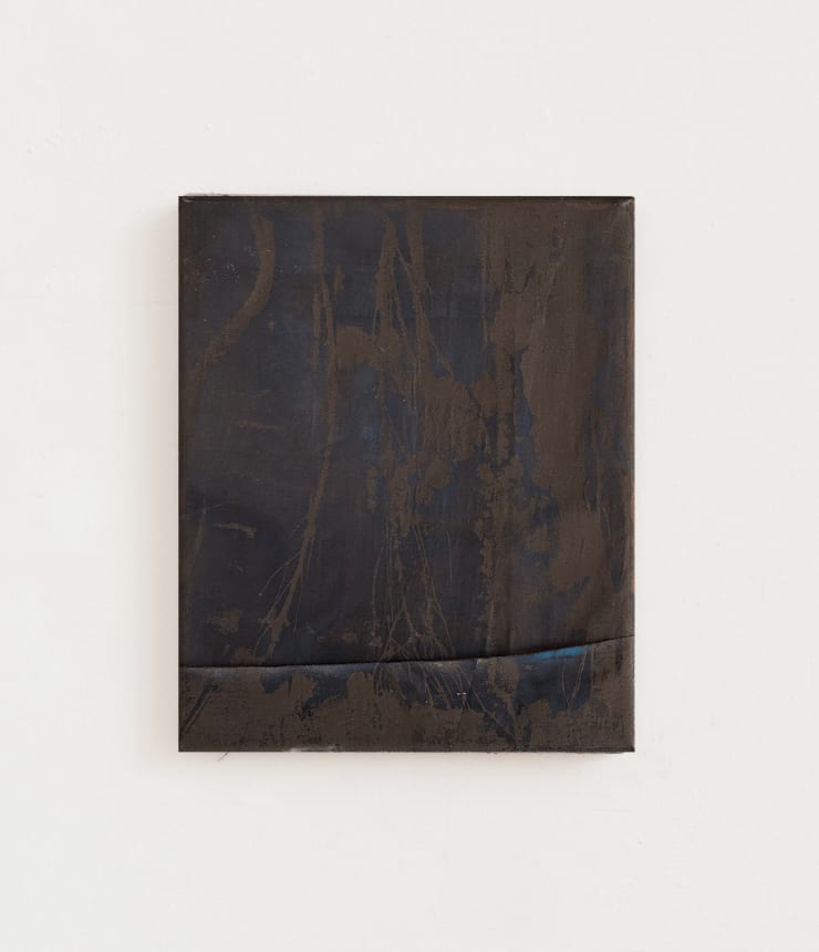 Olga Grotova Dissolve, 2023 Cyanotype and haematite on mud-dyed silk 25 x 20.5 cm