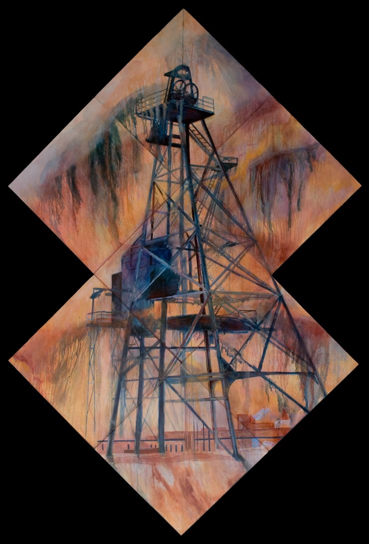 Copper King's Throne: Stewart Mine, 2008 Oil on Seven 20 x 20 Canvases 85 x 56 in 215.9 x 142.2 cm