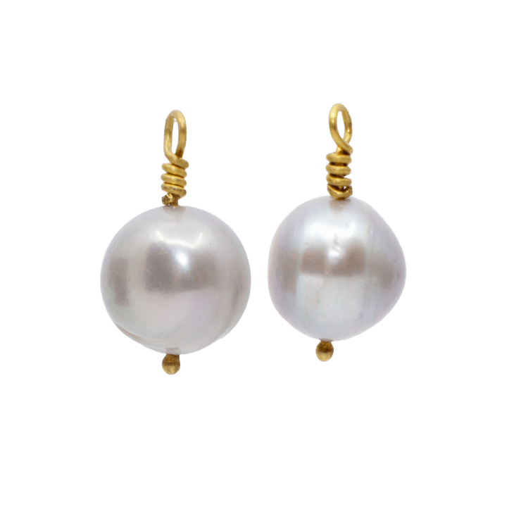 South Sea Silver Pearl Drops by Fringe Gallery studio jeweler Marki Knopp