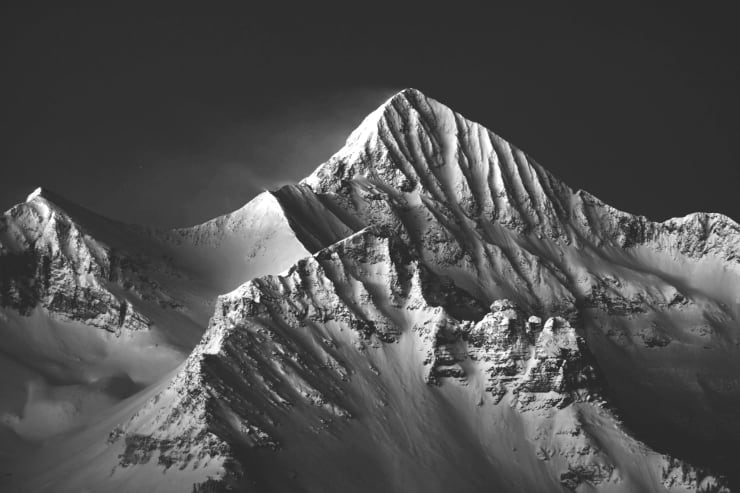 black and white photograph of Wilson Peak in Telluride, Colorado