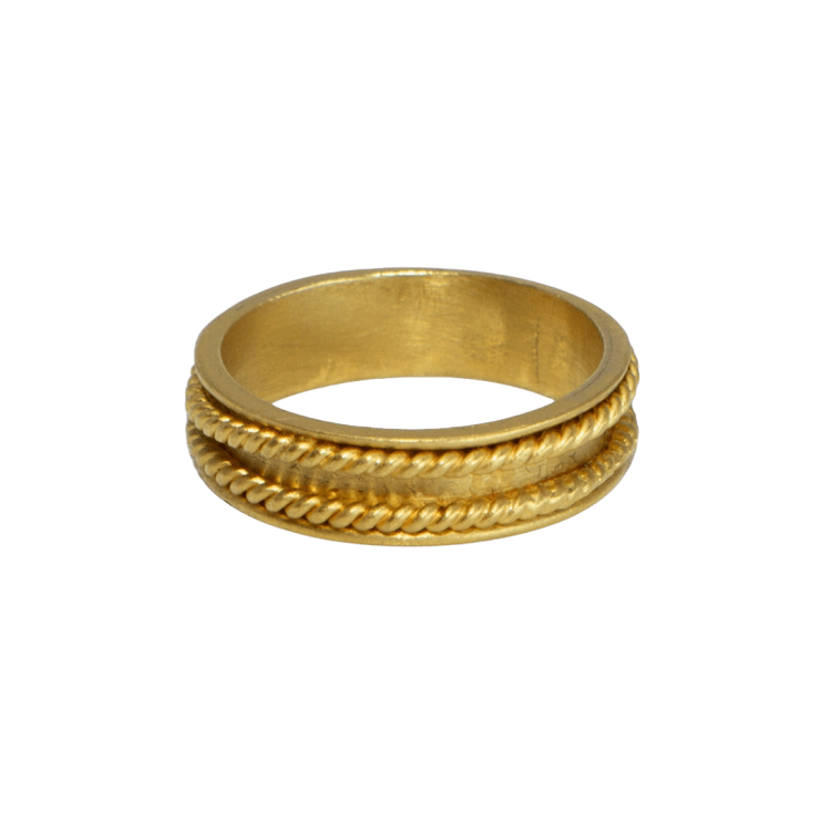 Twisted Gold Wire Rims Ring by Fringe Gallery studio jeweler Marki Knopp