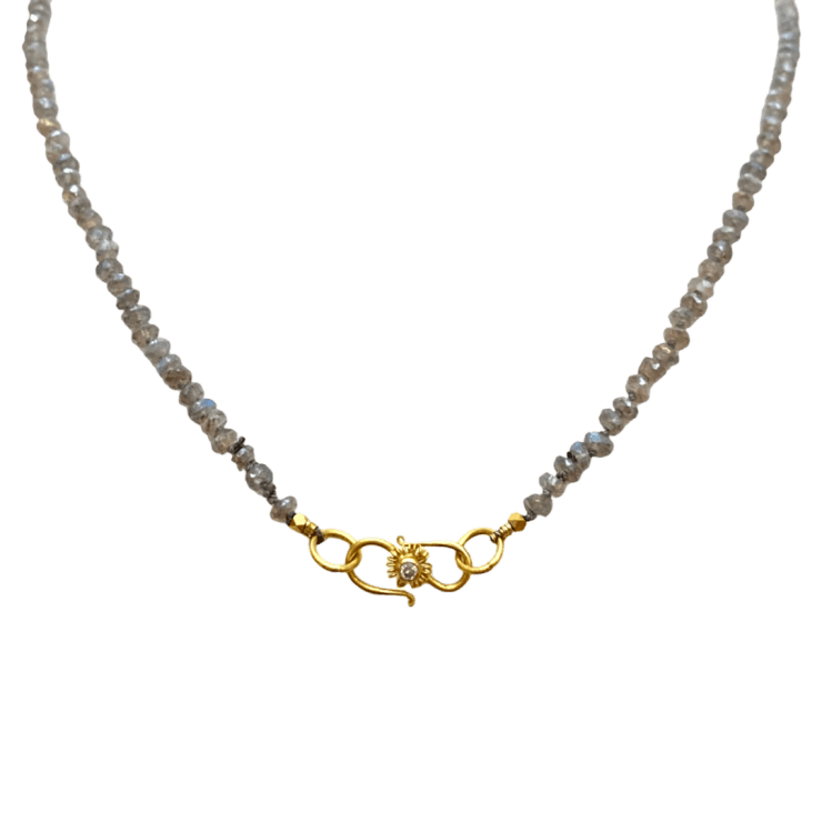 Labradorite Strung & Knotted Necklace by Fringe Gallery studio jeweler Marki Knopp