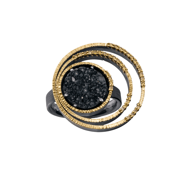 Spiral Drusy Ring