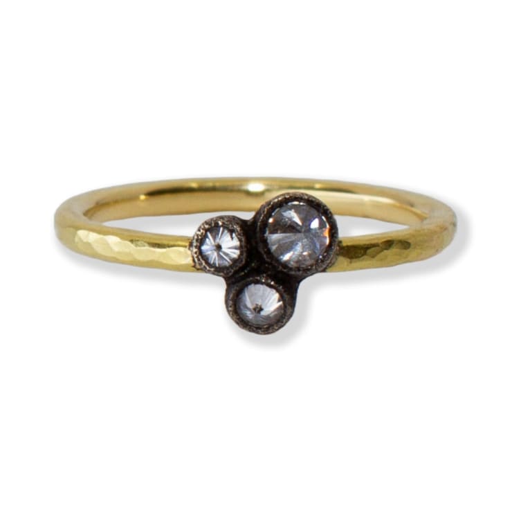 Three Diamond Cluster Ring by Slate Gray Gallery studio jeweler Todd Pownell