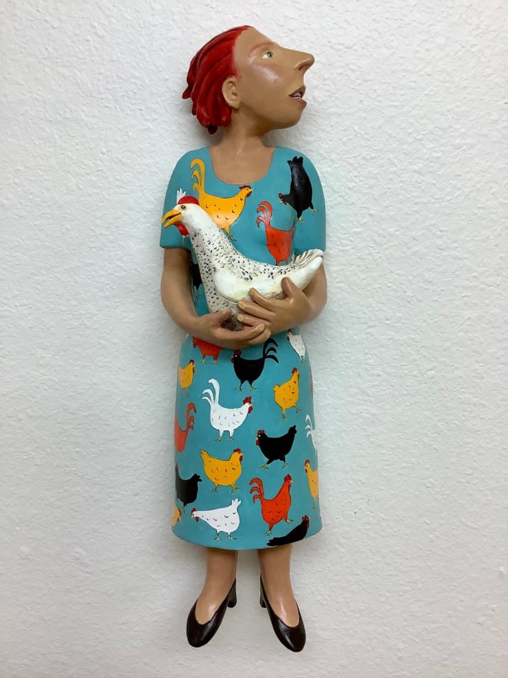 Julie McNair Mother Hen, 2022 Clay with oils 17 x 5 x 4 in 43.2 x 12.7 x 10.2 cm