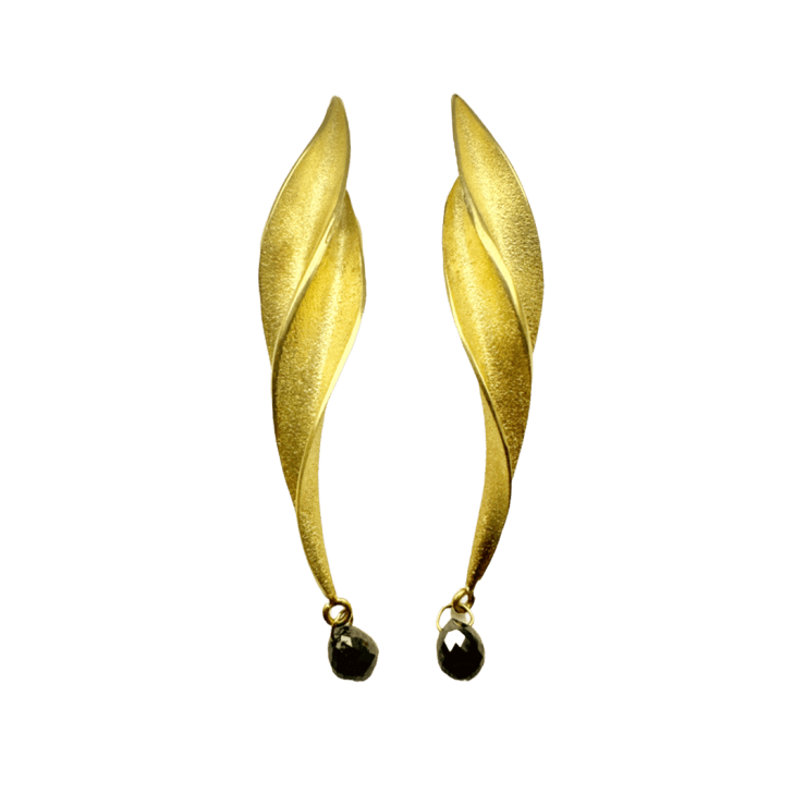 Mini Embrace Earrings with Black Diamonds