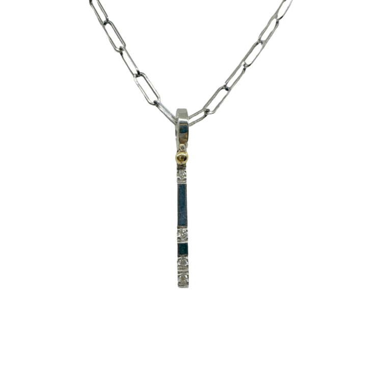 Medium White Gold Diamond Bar Charm by Fringe Gallery studio jeweler Lauren Chisholm