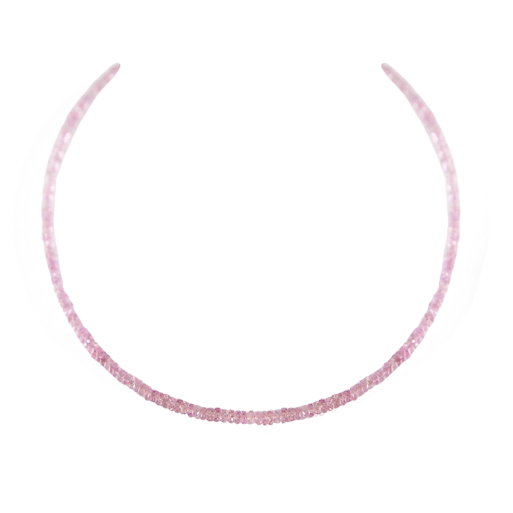 Pink sapphire necklace by Fringe Gallery studio jeweler Marki Knopp