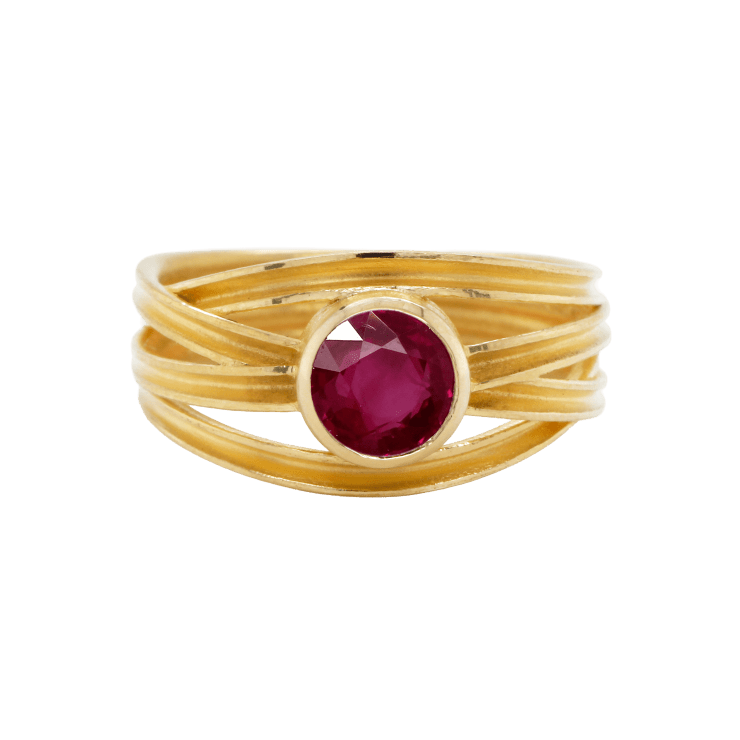 Pink Sapphire Ribbon Ring