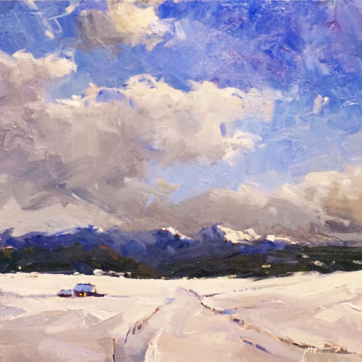 winter oil painting by Telluride artist Julee Hutchison
