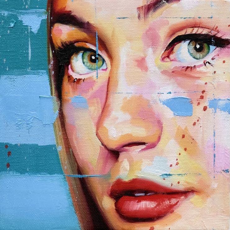 Oil painting of a woman's face by slate gray gallery artist Silvio Porzionato