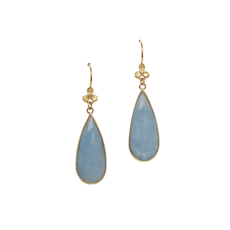 Aquamarine Drop Earrings by Fringe Gallery studio jeweler Barbara Heinrich