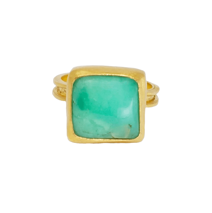 Square Chrysoprase Ring by Fringe Gallery studio jeweler Marki Knopp