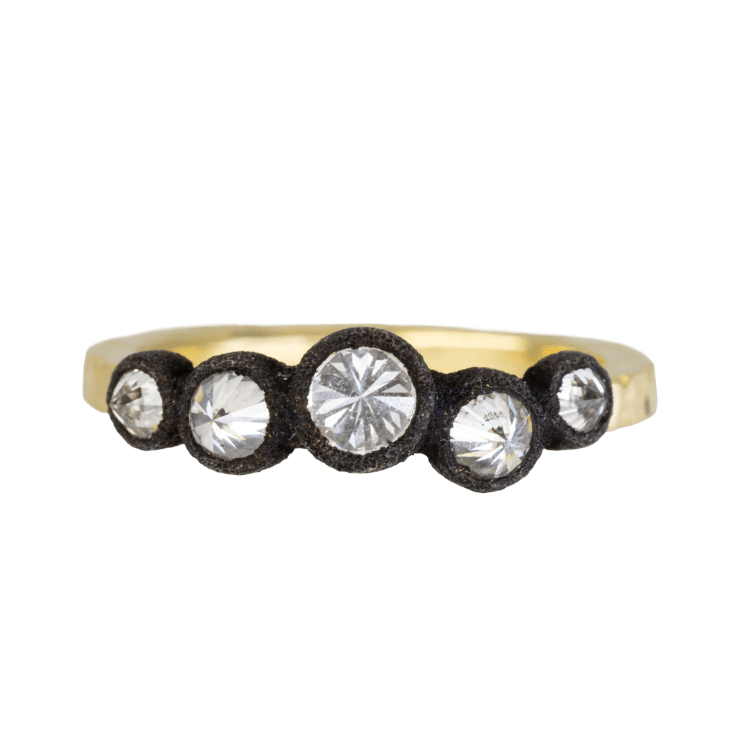 Gold ring with 5 inverted diamonds by Fringe Gallery studio jeweler Todd Pownell