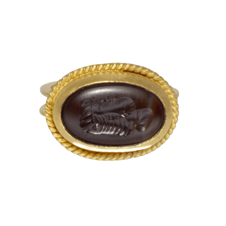 Antique Intaglio Carnelian Ring by Fringe Gallery studio jeweler Marki Knopp