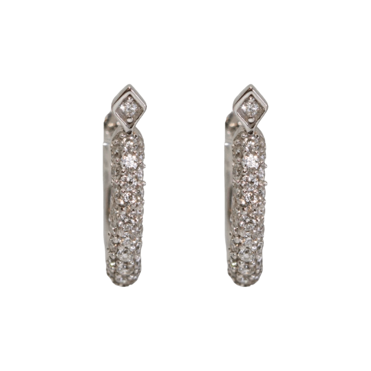 Tiny Pave Oval Huggies with Gothic Points